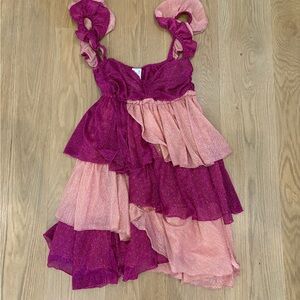 Elegant Pink and Purple Layered Dress